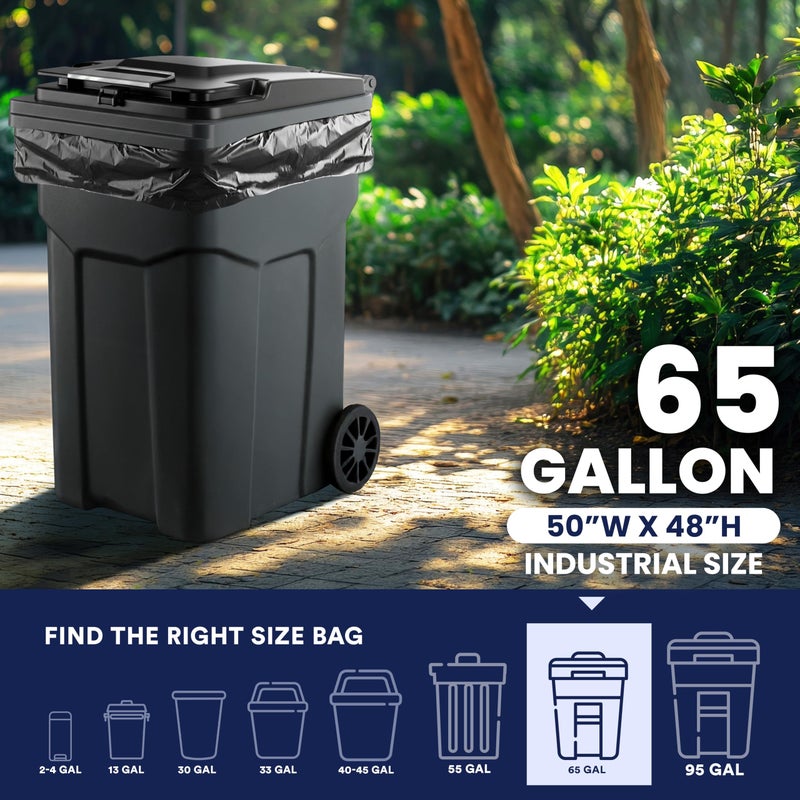 Plasticplace 65 Gallon Trash Bags â”‚ 3.0 Mil â”‚ Black Heavy Duty Garbage Can Liners â”‚ 50â€ X 48â€ (50Count) - Image 4